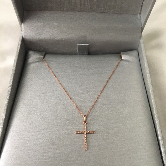 Zales Jewelry - Zales Rose Gold Cross Necklace